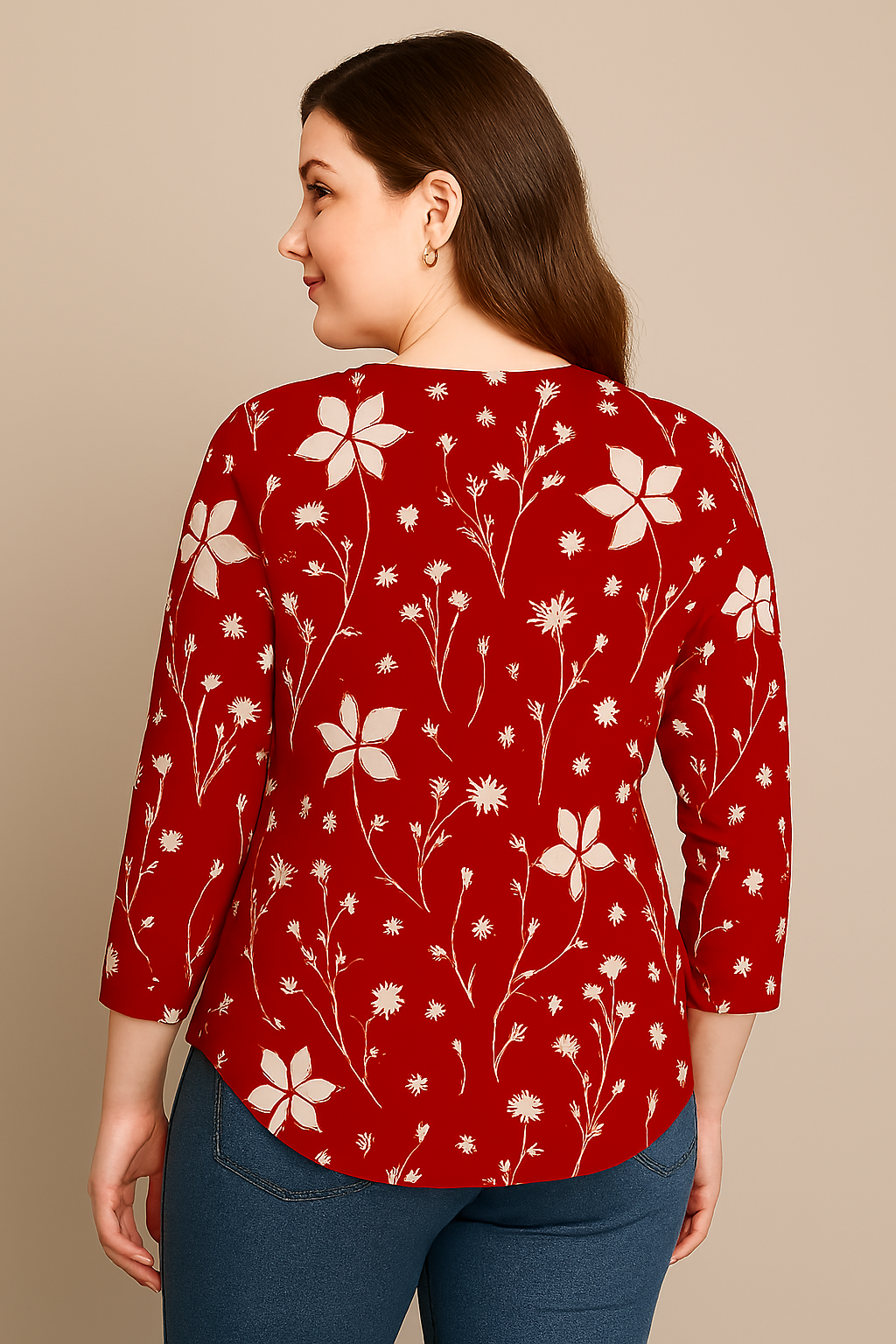 Elegant Red Printed Rayon Kurti Top for Women