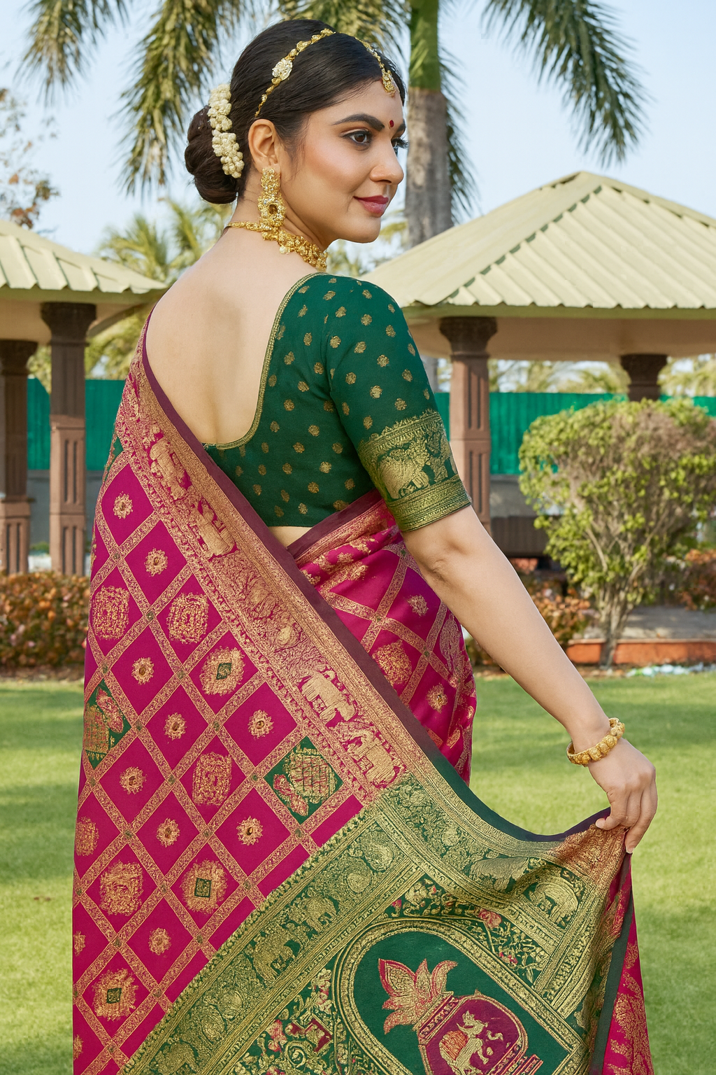 Cotton Silk Jacquard Saree with Unstitched Blouse