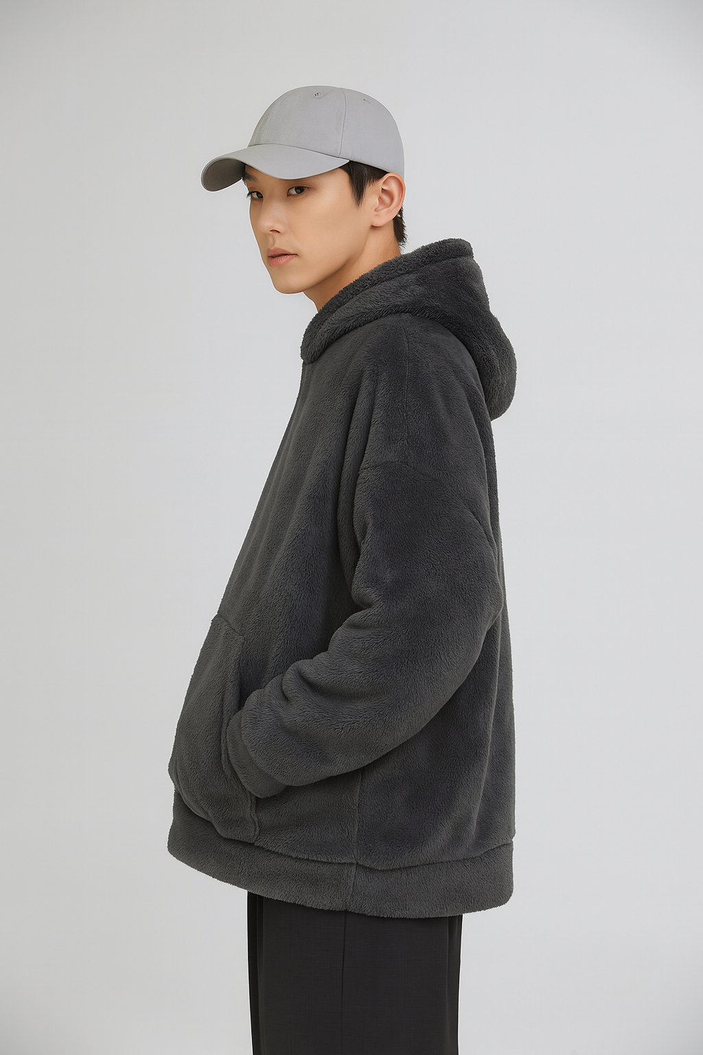 Men's Autumn & Winter Polar Fleece Solid Color Hooded Sweatshirt