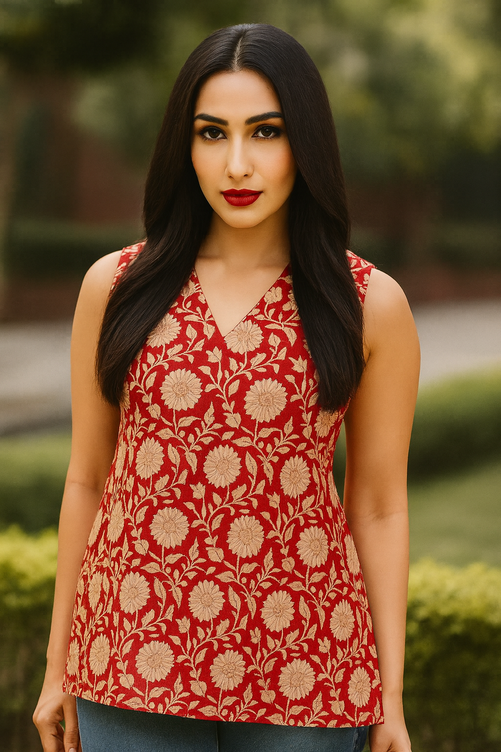 Women’s & Girl’s Rayon Floral Print Aliya Kurti