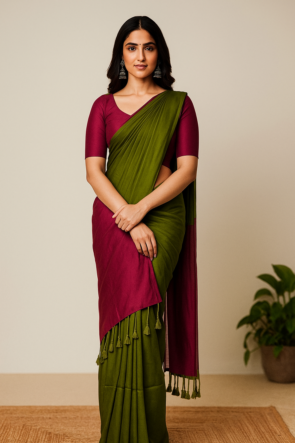 Handcrafted Khadi Cotton Saree with Stitched Blouse