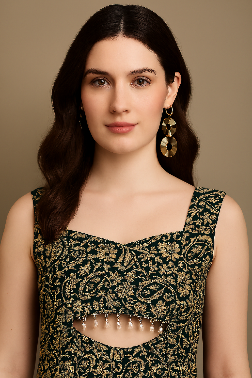 Elevated Embroidered Crepe Maxi Dress